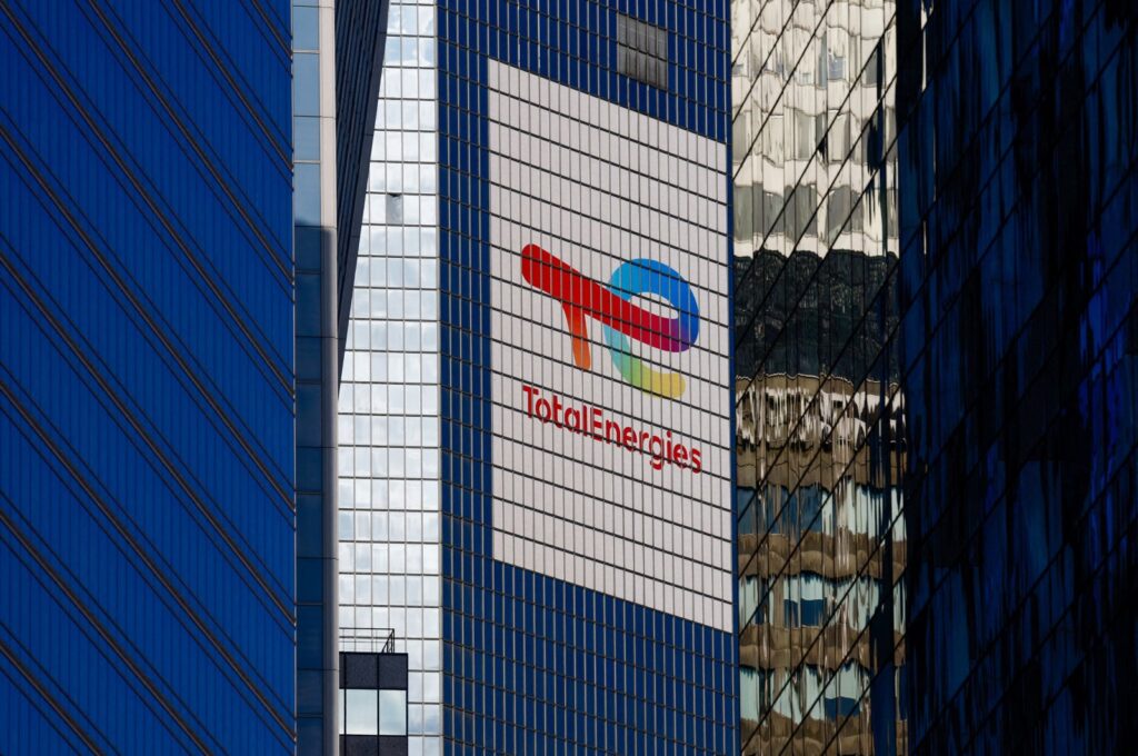The logo of French oil and gas company TotalEnergies is seen at the company's headquarters skyscraper in the financial and business district of La Defense, near Paris, France, Sept. 14, 2023. (Reuters Photo)