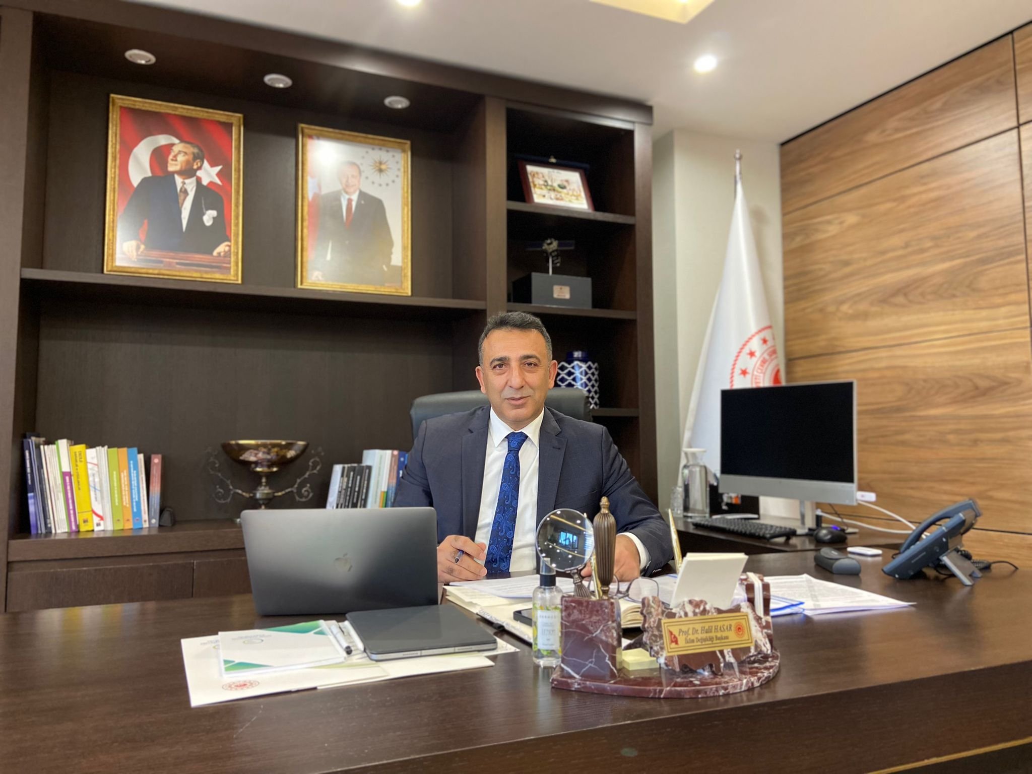 308769 Director for Climate Change Prof. Halil Hasar is seen in his office in Ankara, Türkiye Dec.20, 2023 (DHA Photo)