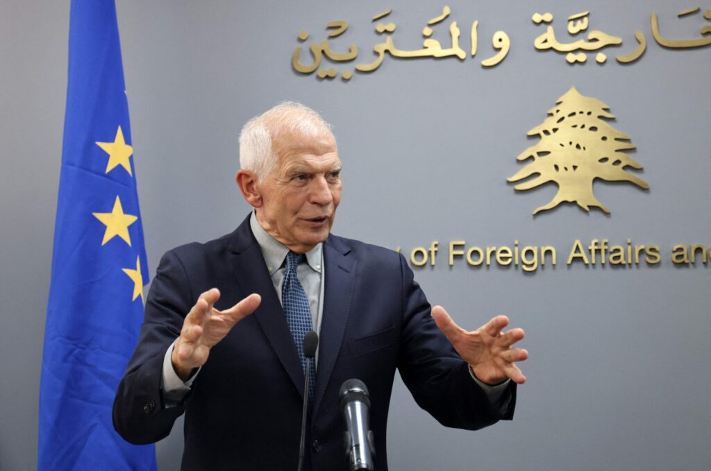 Josep Borrell, high representative of the European Union for Foreign Affairs and Security Policy, speaks at a joint news conference with Lebanon's foreign minister following their meeting in Beirut, Lebanon, Jan. 6, 2024. (AFP Photo)