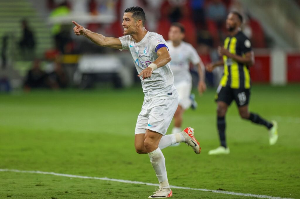 Al-Nassr's Cristiano Ronaldo celebrates a goal against Al-Ittihad, Jeddah, Saudi Arabia, Dec. 26, 2023. (AFP Photo)