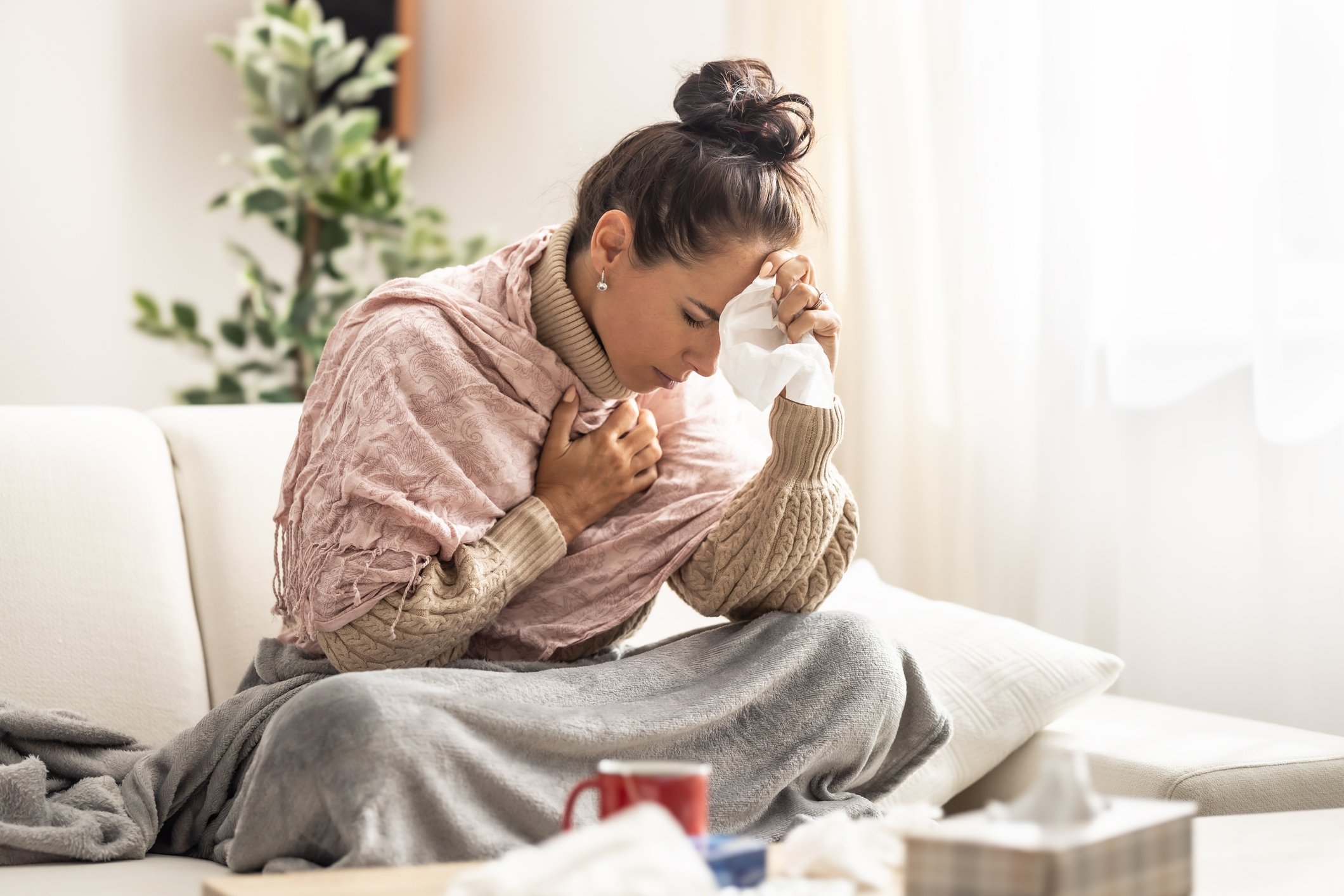 310171 We are contagious up to two days before we start showing symptoms, but we are the most contagious when we feel at our worst. (Getty Images Photo)