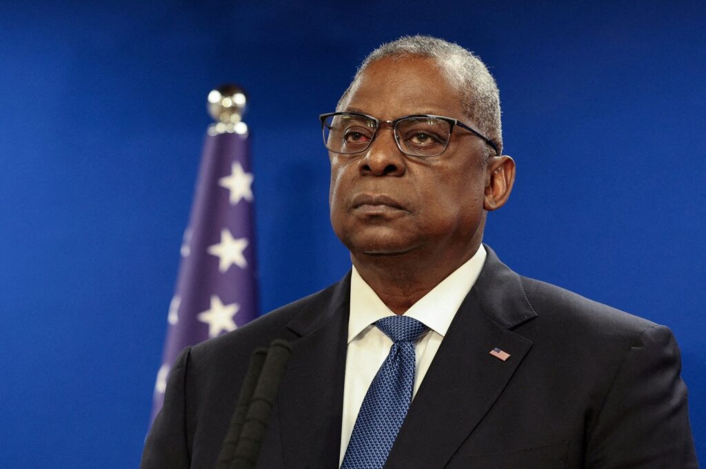 U.S. Secretary of Defense Lloyd Austin looks on during a joint press conference with Israeli Defense Minister Yoav Gallant at Israel's Ministry of Defense in Tel Aviv, Israel Dec. 18, 2023. (Reuters File Photo)
