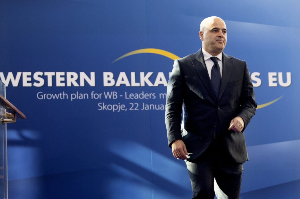 North Macedonia's Prime Minister Dimitar Kovacevski arrives to attend the leadership meeting dedicated to the Growth Plan for the Western Balkans in Skopje, Republic of North Macedonia, Jan. 22, 2024. (EPA Photo)