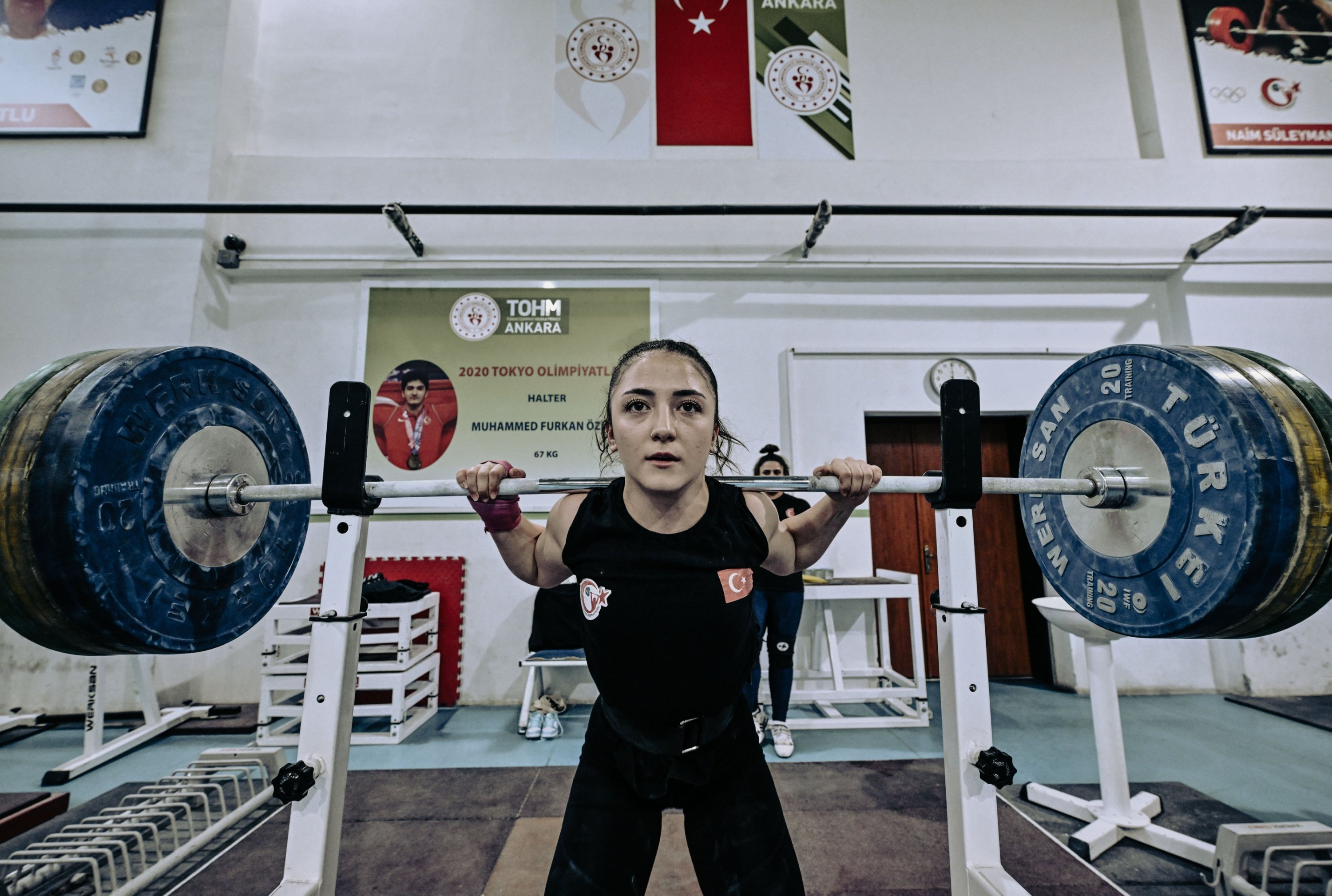 312015 Turkish women's national weightlifter Cansu Bektaş trains at the Eryaman Türkiye Olympic Preparation Center, Ankara, Türkiye, Jan. 25, 2024. (AA Photo)