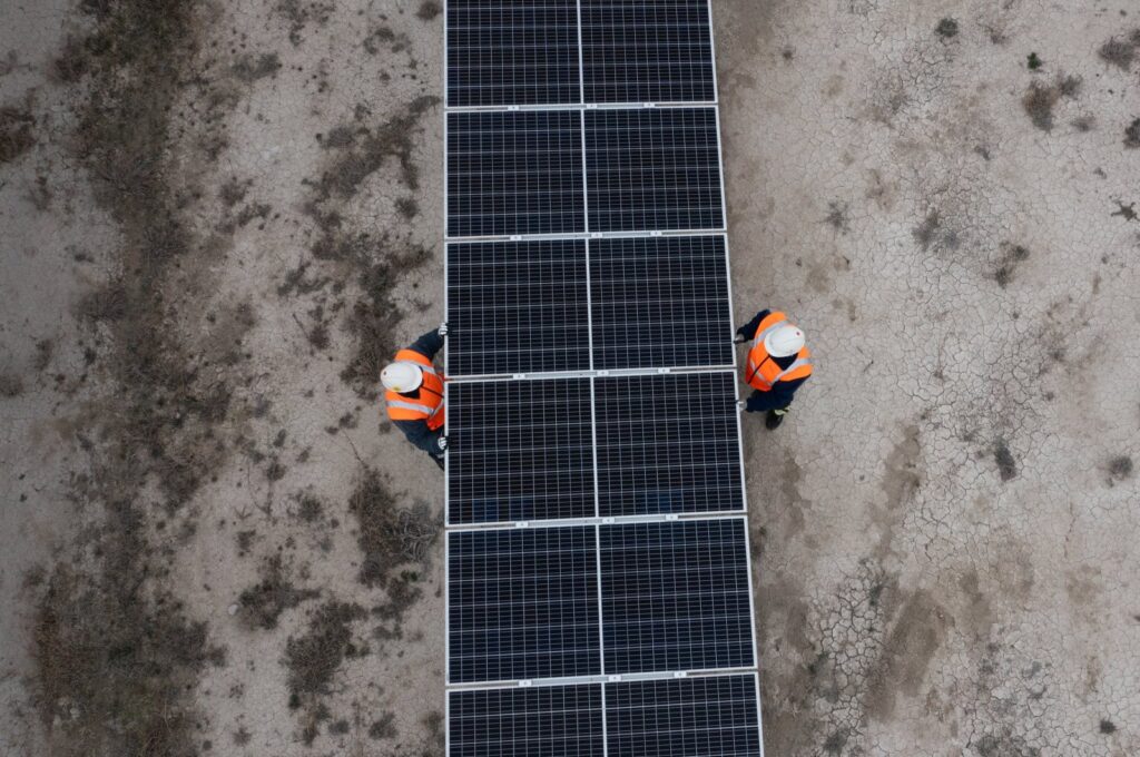 An aerial view of Karapınar Solar Power Plant in central Konya province, Türkiye, Jan. 12, 2024. (AA Photo)