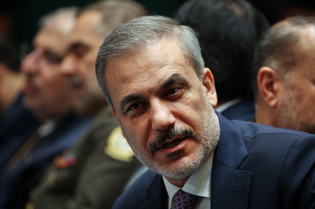 Foreign Minister Hakan Fidan attends the joint press conference of presidents of Türkiye and Iran in Ankara, Türkiye, Jan. 24, 2024. (AFP Photo)
