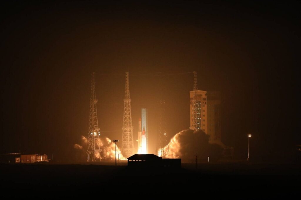 A Simorgh (Phoenix) satellite carrier being launched at the Imam Khomeini Spaceport in Semnan province, Iran, Jan. 28, 2024. (EPA Photo)