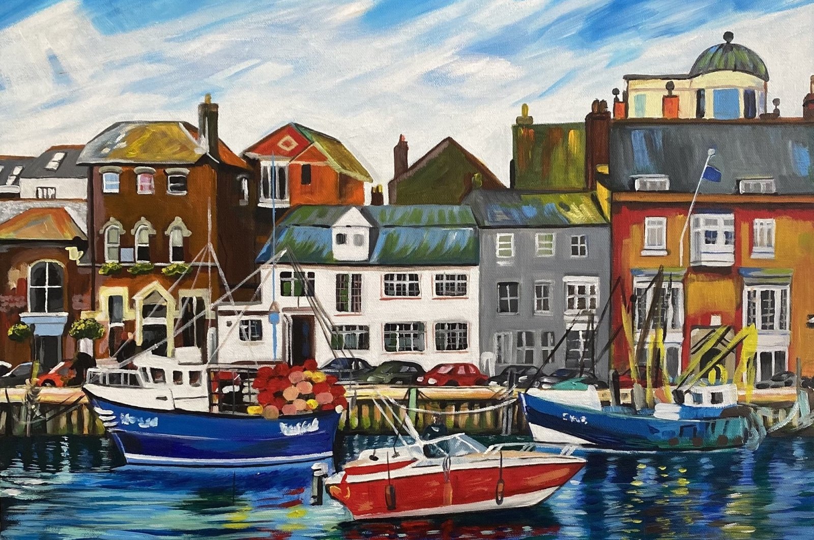 Alev Alkan Tüfek, "Weymouth," acrylic on canvas, 70 by 70 centimeters. (Photo courtesy of YEE London)