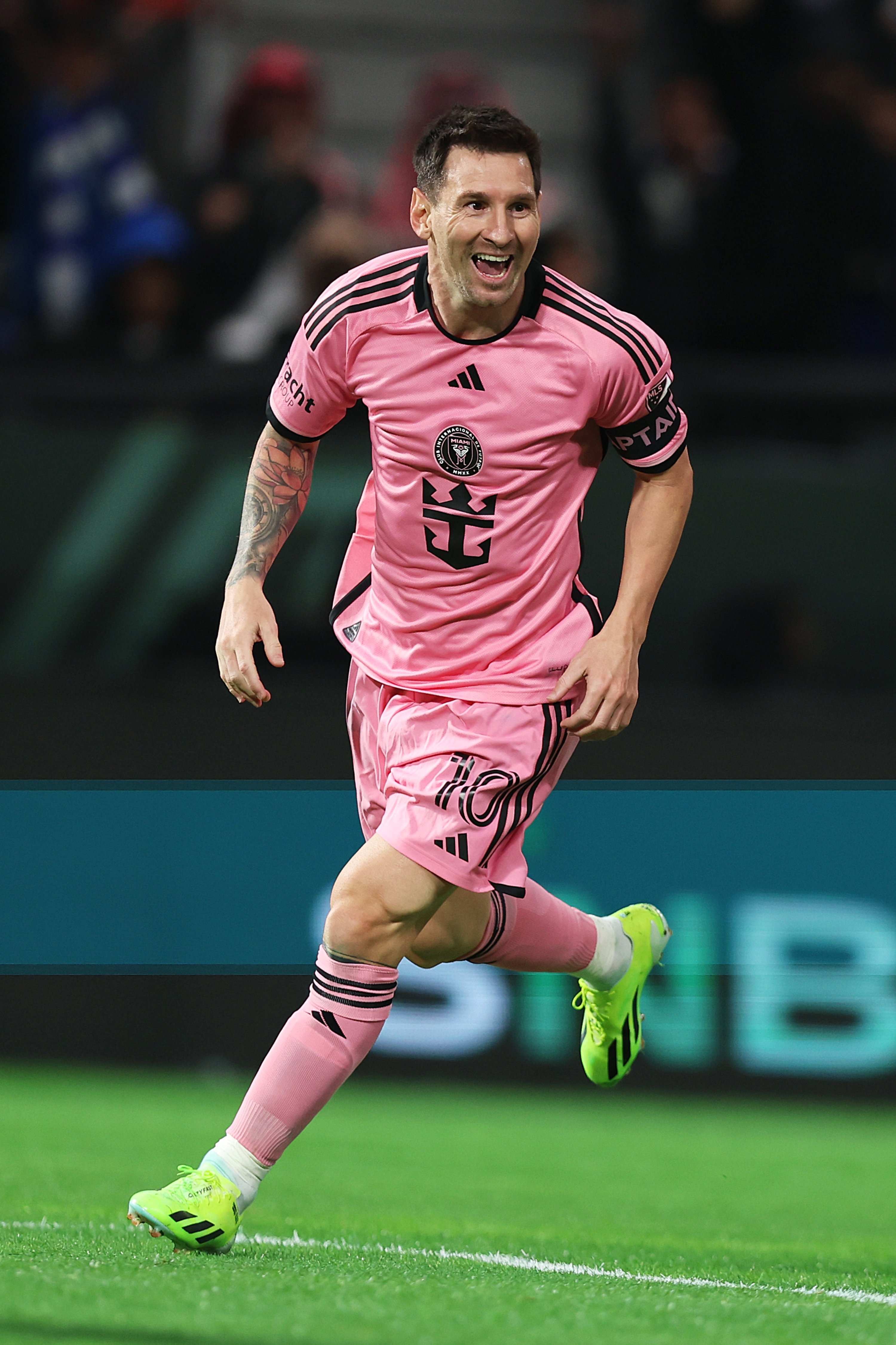 312728 Inter Miami's Lionel Messi celebrates scoring a goal during the Riyadh Season Cup match between Al Hilal and Inter Miami at Kingdom Arena, Riyadh, Saudi Arabia, Jan. 29, 2024. (Getty Images Photo)