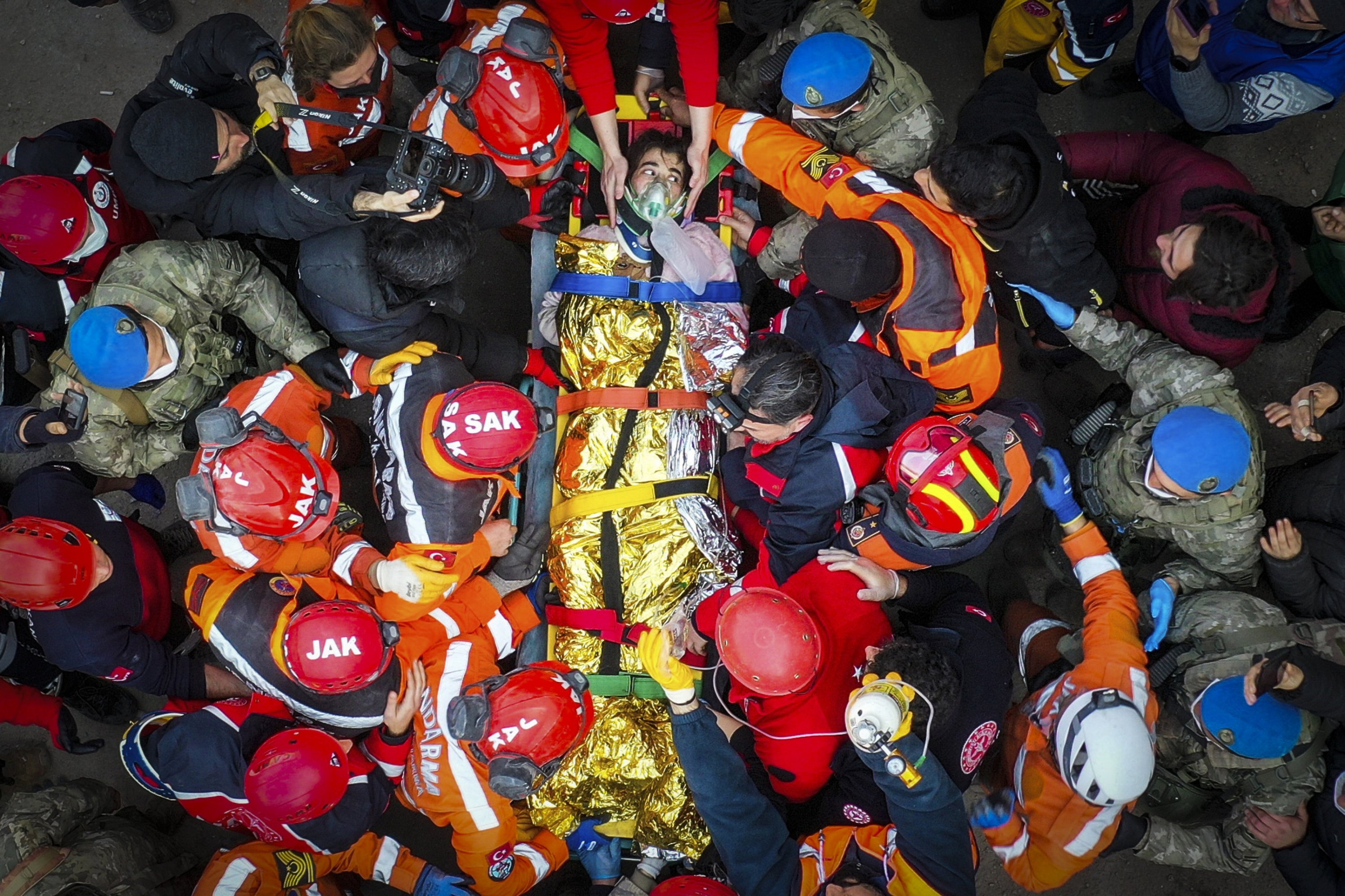 312923 Derya Akdoğan, 26, trapped under the rubble in the central Antakya district of Hatay, was rescued after 177 hours following the Feb. 2023 earthquakes. (AA Photo)