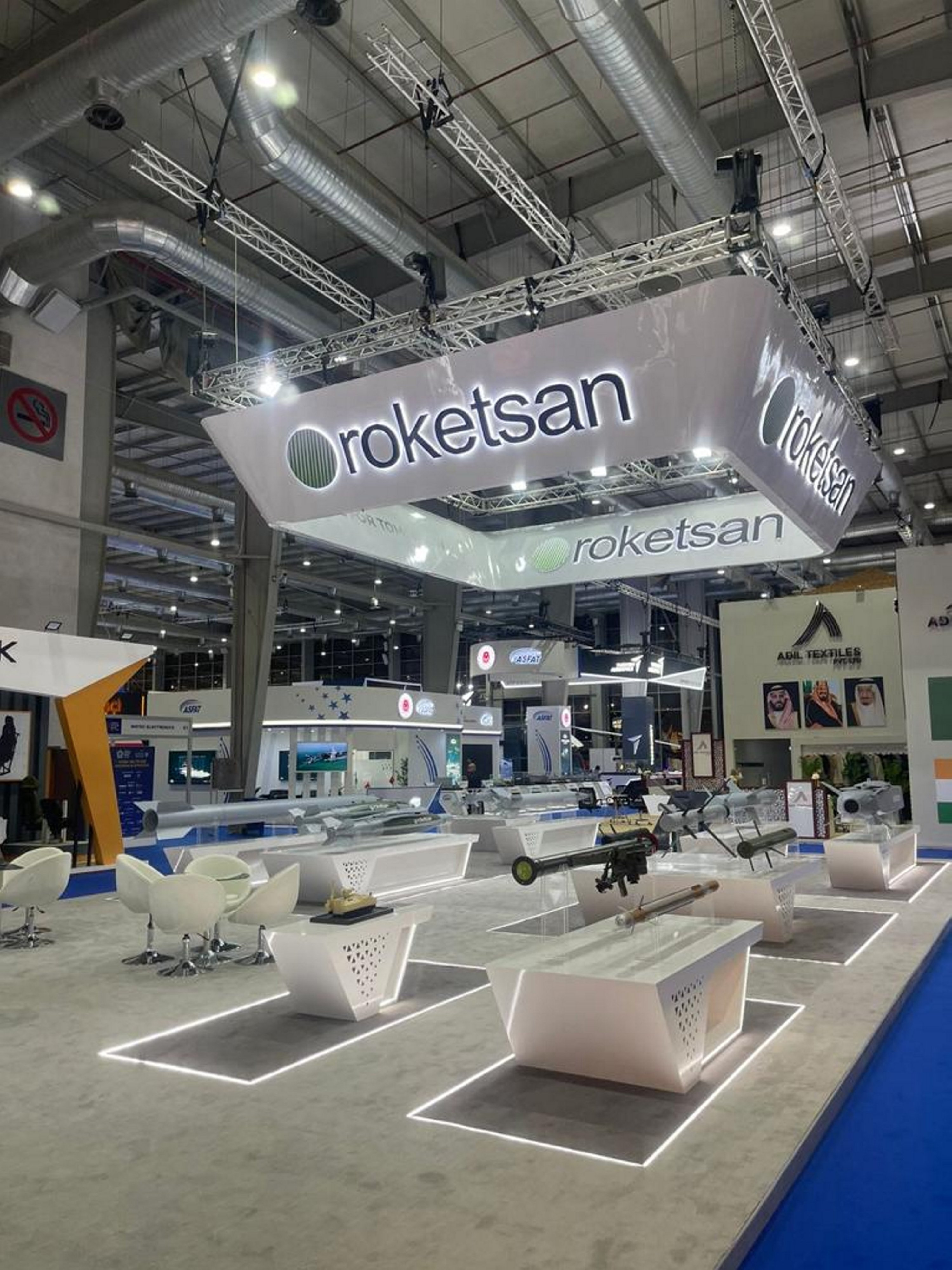 313429 The booth of Turkish defense company Roketsan is seen at the World Defense Show in Riyadh, Saudi Arabia, Feb. 4, 2024. (AA Photo)