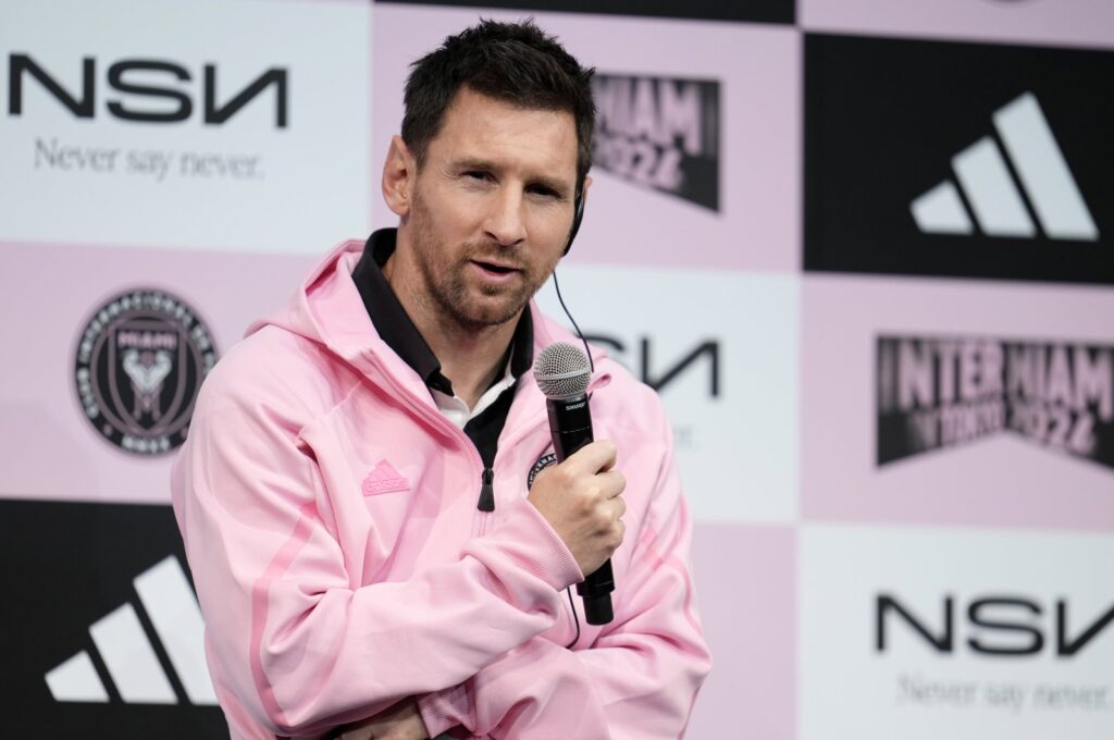 Inter Miami's Lionel Messi speaks during a press conference in Tokyo, Japan, Feb. 6, 2024. (EPA Photo)