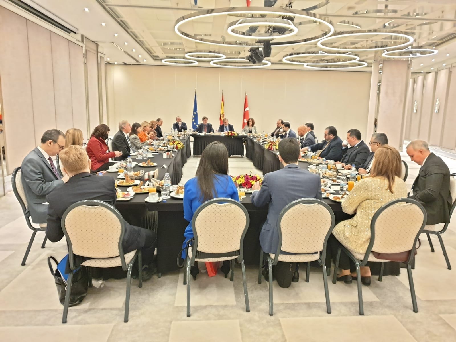 313730 Cervantes Institute Director Luis Garcia Montero and Secretary-General Carmen Noguero attend a meeting promoted by the Ambassador of Spain Javier Hergueta, with the diverse community of Hispanic American ambassadors,, Ankara, Türkiye, Feb. 7, 2024. (Photo courtesy of Cervantes Institute)