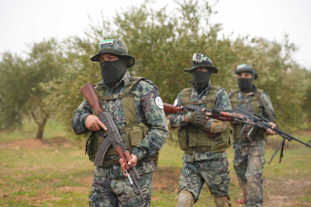 Syrian opposition fighters attend a military exercise, near Jarablus, Syria, Jan. 16, 2024. (Getty Images)