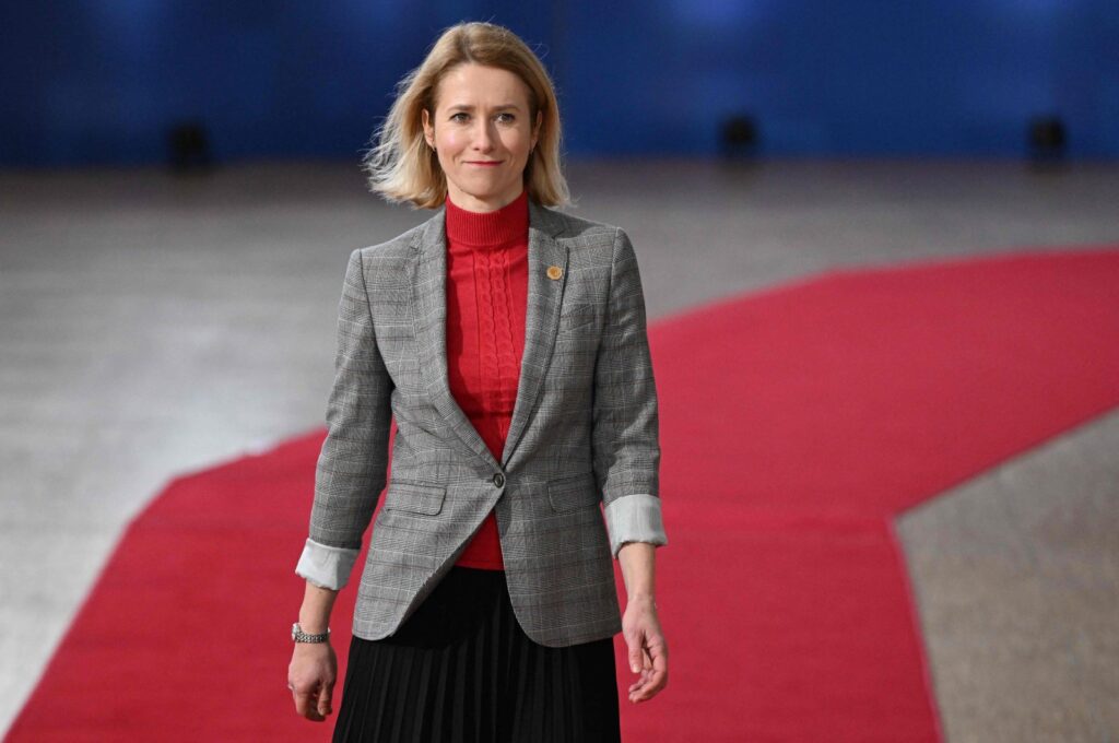 Estonia's Prime Minister Kaja Kallas arrives to attend a European Council meeting at the European headquarters in Brussels, on Feb. 1, 2024. (AFP Photo)