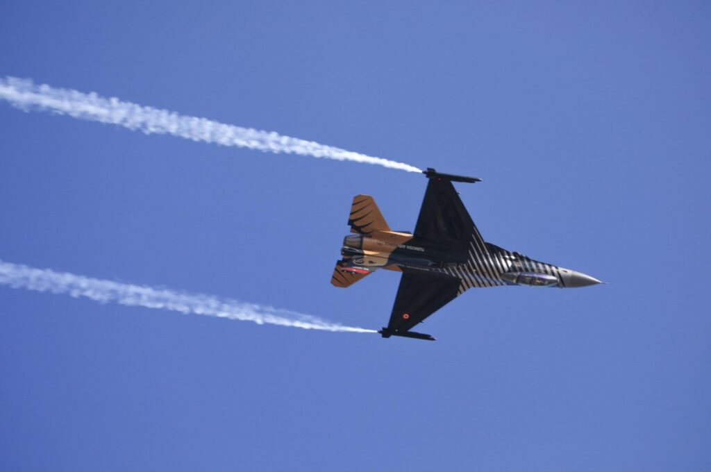 Solotürk (an F-16 fighter jet) is seen during celebrations marking the 106th anniversary of Erzincan's liberation, Feb. 13, 2024. (IHA Photo)