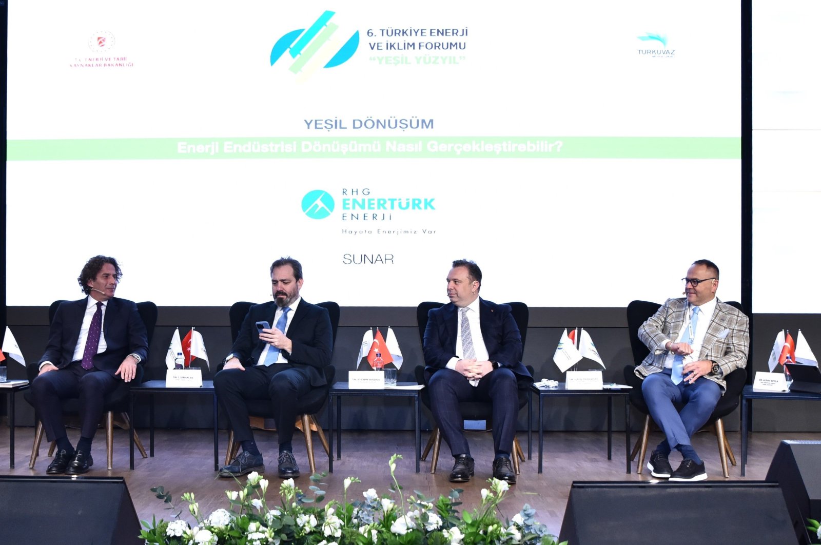 Energy industry representatives address the topic of "green transformation," during the "Energy and Climate Forum," organized at Turkuvaz Media Center, Istanbul, Türkiye, March 7, 2024. (Sabah Photo)