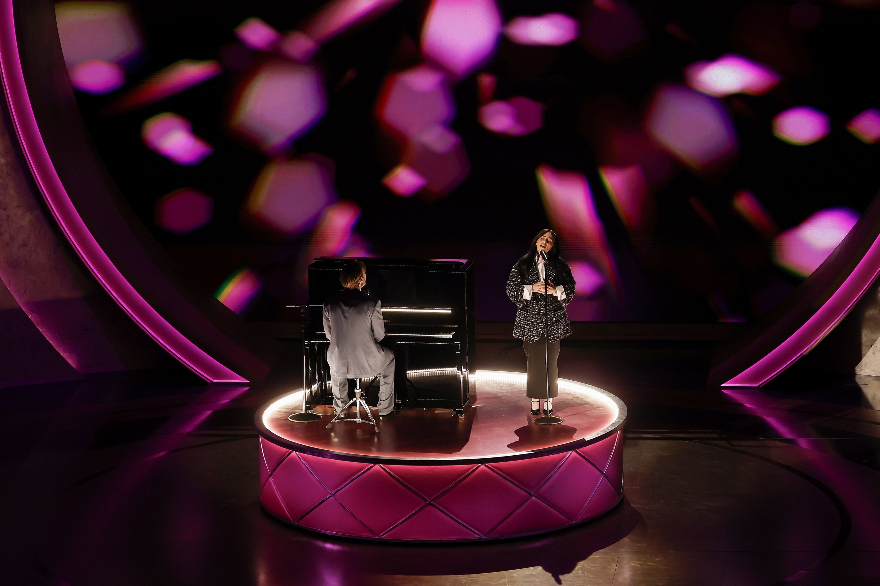 318880 Billie Eilish (R) and Finneas O'Connell perform the song