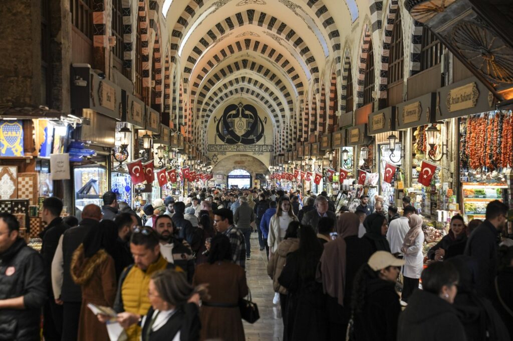 Crowds of citizens are photographed at Grand Bazaar during shopping rush ahead of Ramadan, Istanbul, Türkiye, March 10, 2024. (AA Photo)