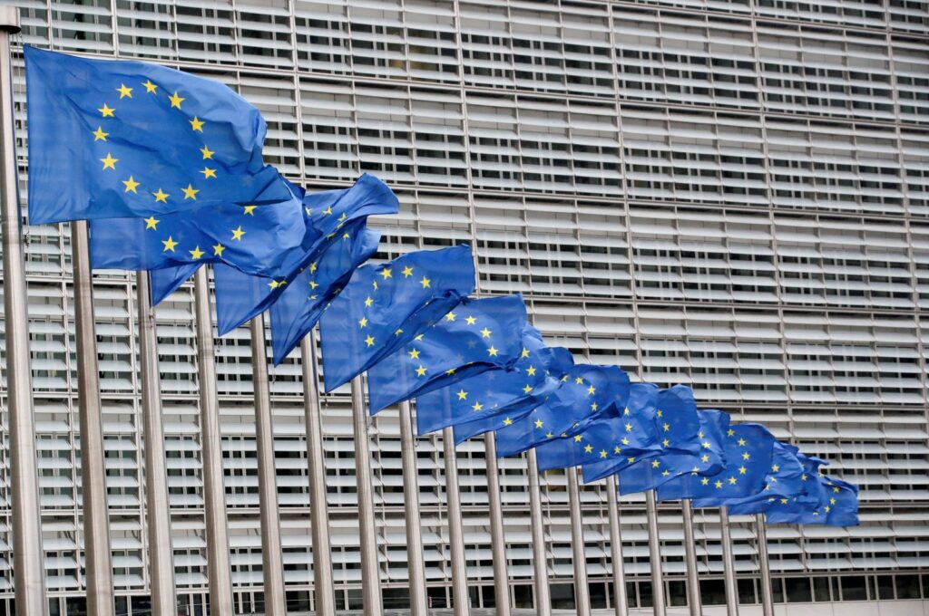 European Union flags flutter outside the European Commission headquarters, Brussels, Belgium, July 14, 2021. (Reuters Photo)