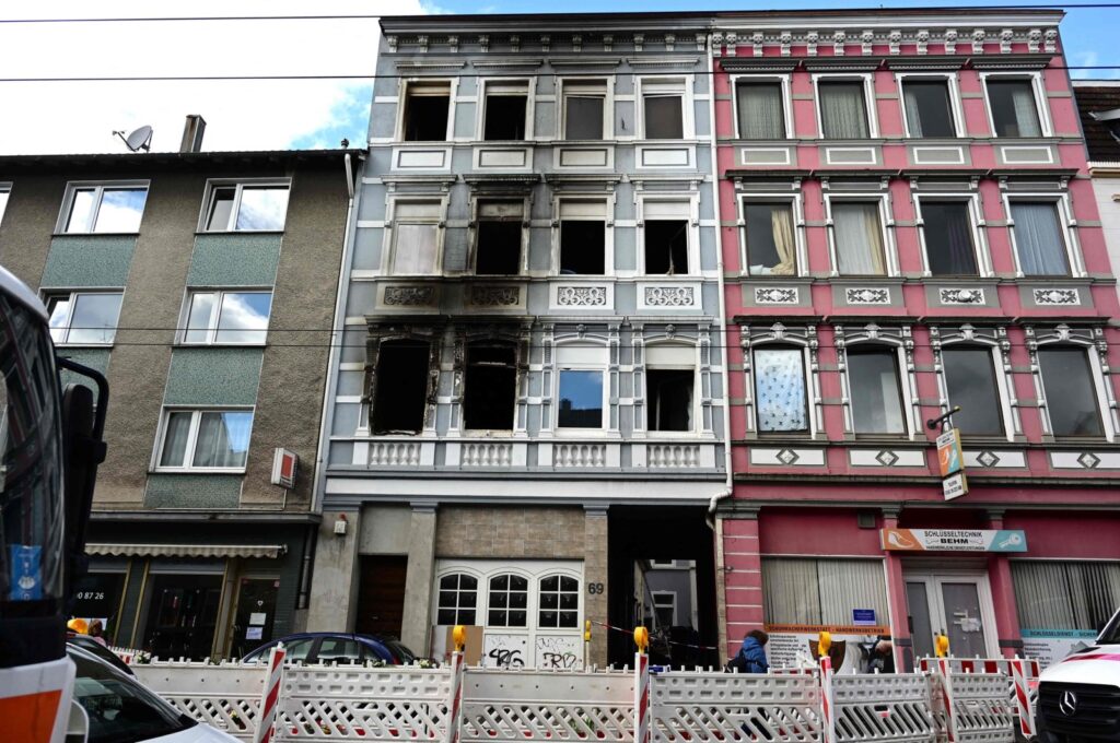 A photo shows a house after a fire that left four dead in Solingen, western Germany, March 28, 2024. (AFP Photo)