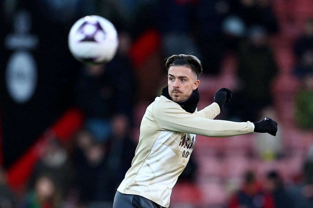 Manchester City's Jack Grealish during the warm up before the Bournemouth match at the Vitality Stadium, Bournemouth, U.K., Feb. 24, 2024. (Reuters Photo)