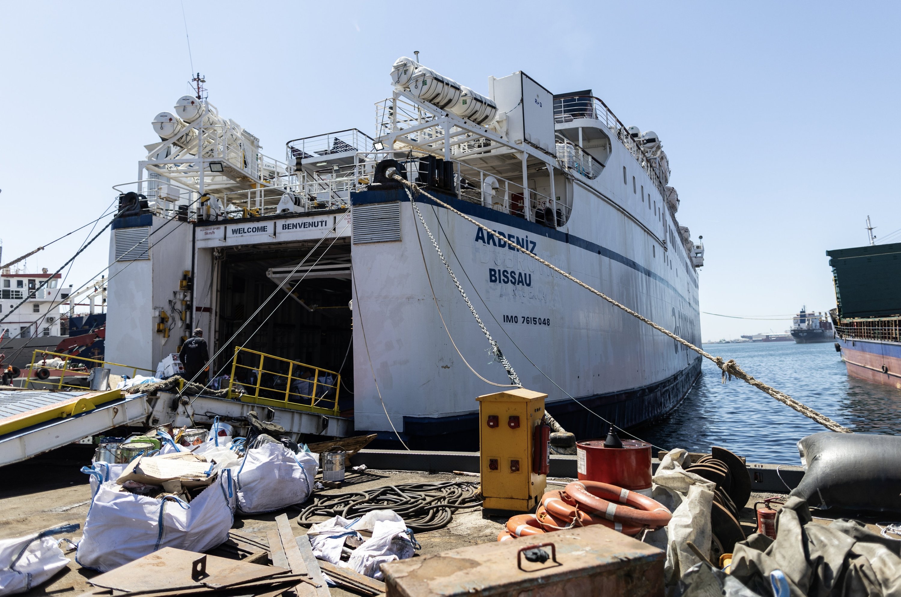 323853 A general view of the Akdeniz ro-ro ship before its departure from Tuzla harbor, Istanbul, Türkiye, April 15, 2024. (EPA Photo)