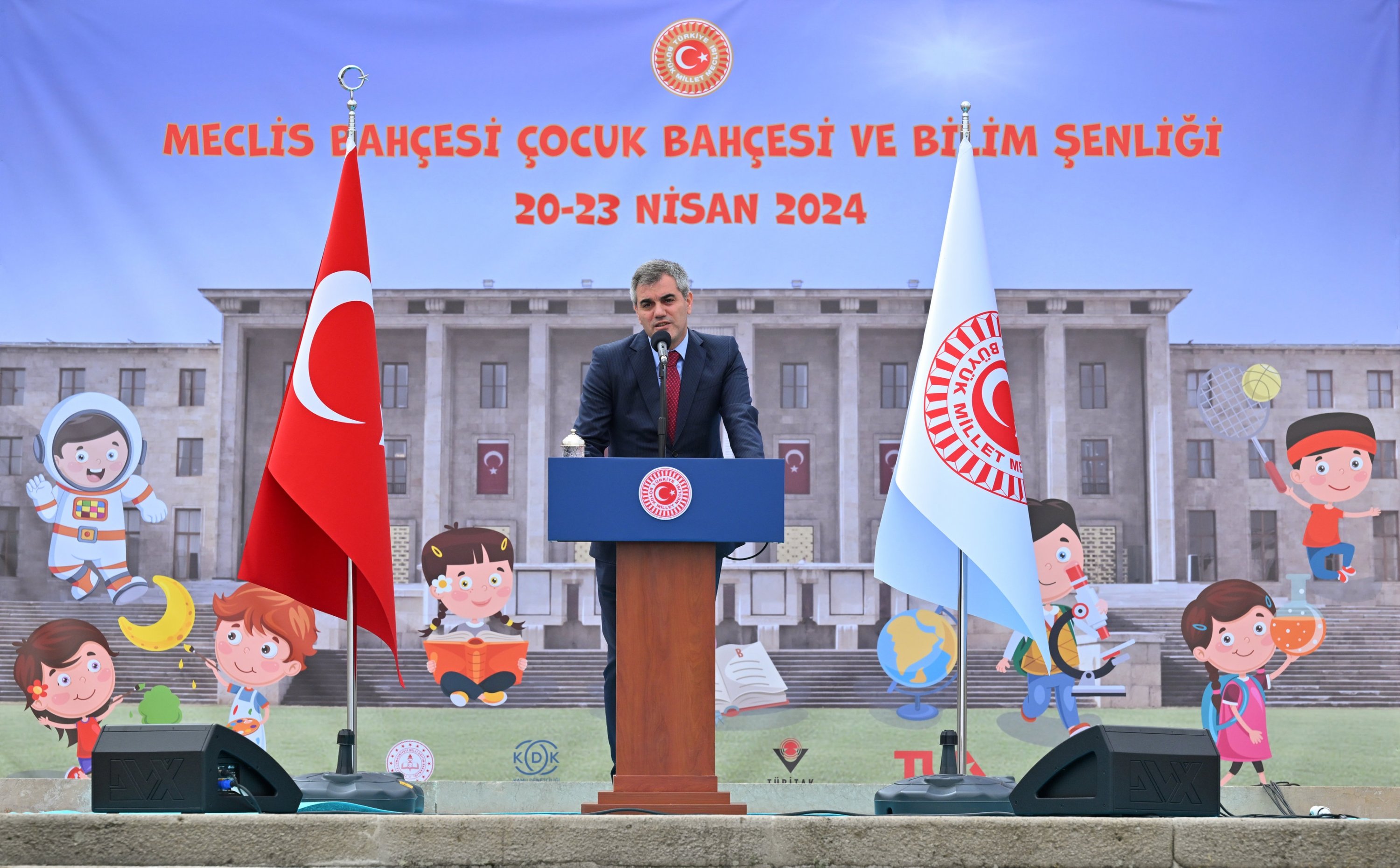 324431 Grand National Assembly of Türkiye Secretary General Talip Uzun in his speech at the opening of the event held in the Parliament garden to mark National Sovereignty and Children’s Day, Ankara, Türkiye, April 20, 2024. (AA Photo)