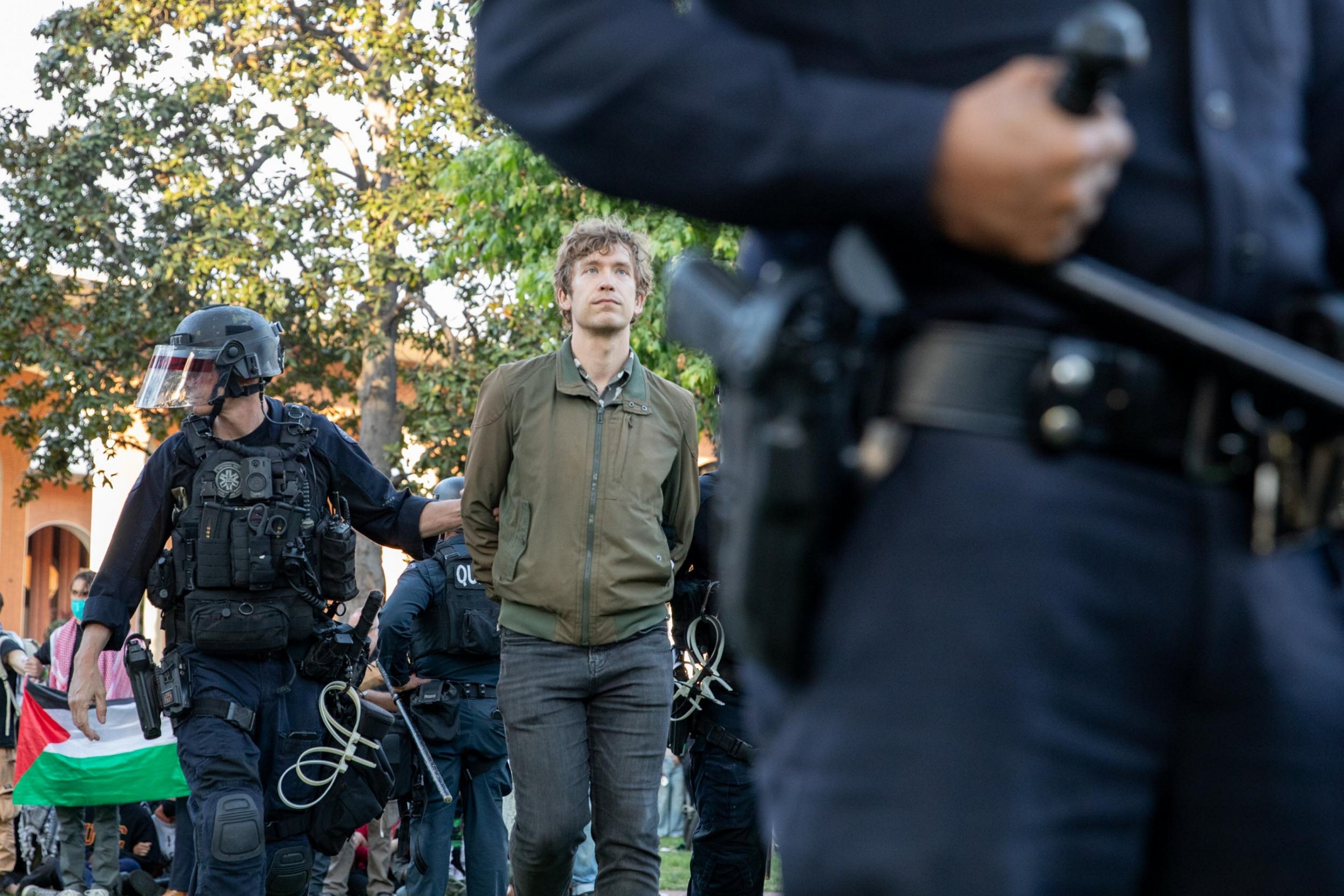 325165 Police arrest a pro-Palestine protester on Columbia University campus, New York, U.S., April 24, 2024. (AA Photo)