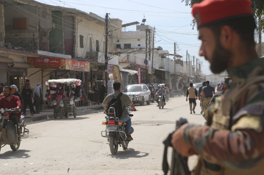 A Syrian National Army (SNA) officer stands on guard in Syria's Tal Abyad, May 9, 2024. (AA Photo)