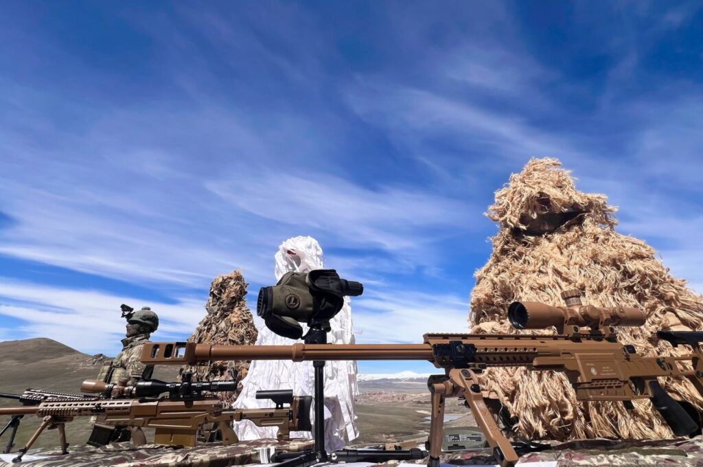 Snipers of the Turkish army pose with their weapons during a military drill in Kars, eastern Türkiye, April 4, 2024. (AA Photo)
