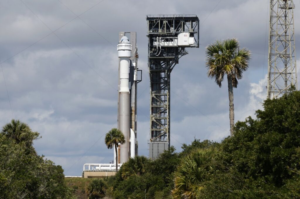 Boeing's Starliner capsule atop an Atlas V rocket is rolled out to the launch pad at Space Launch Complex 41, Cape Canaveral, Florida, U.S., May 4, 2024. (AP Photo)