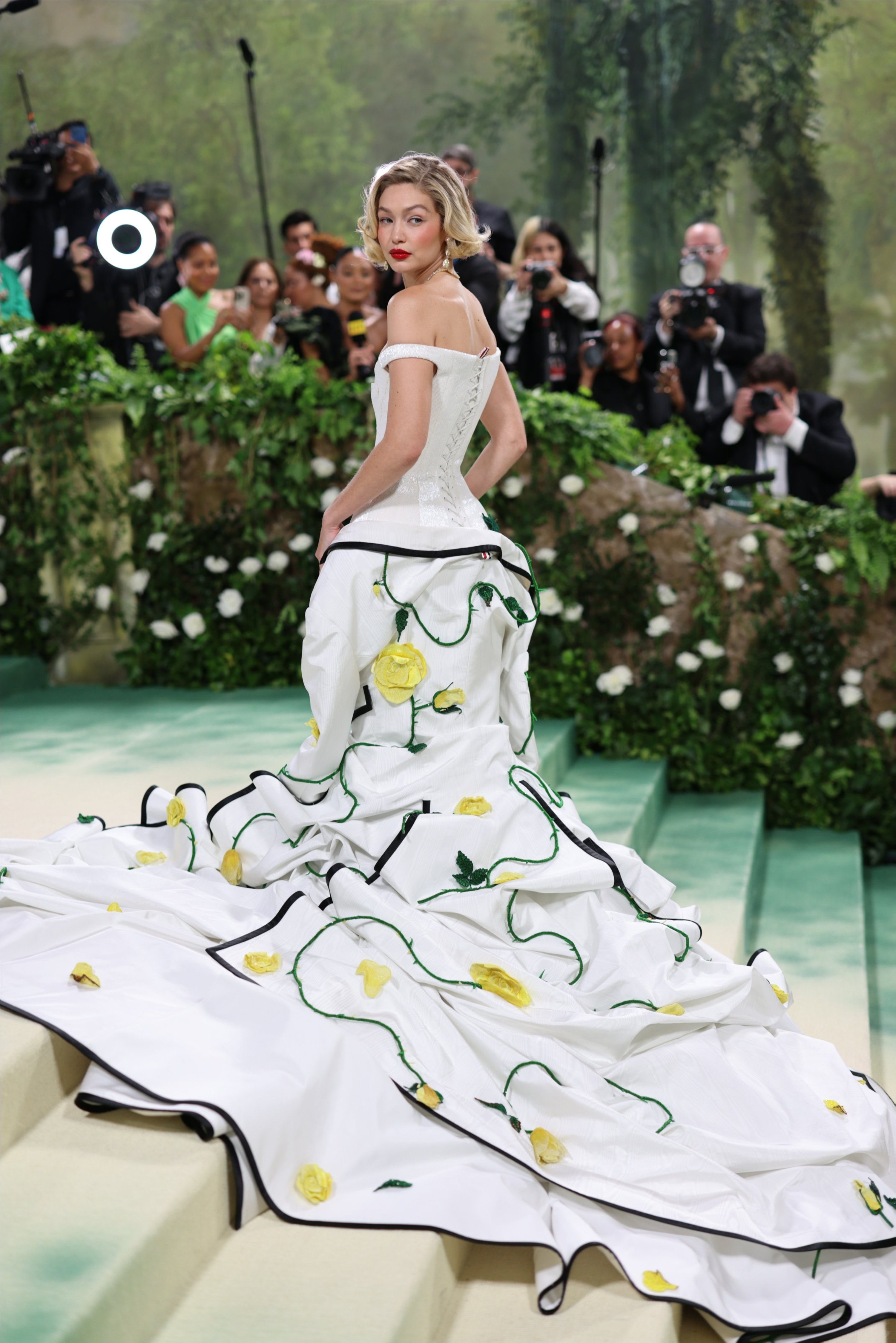 326702 'Gigi Hadid gave us an eye-catching look with bold red cheeks and a bold red lip that we will be sure to see on many nights out this summer. After seasons of no makeup makeup and minimalist looks, color is here!” Met Gala, New York, U.S, May 6, 2024. (EPA Photo)