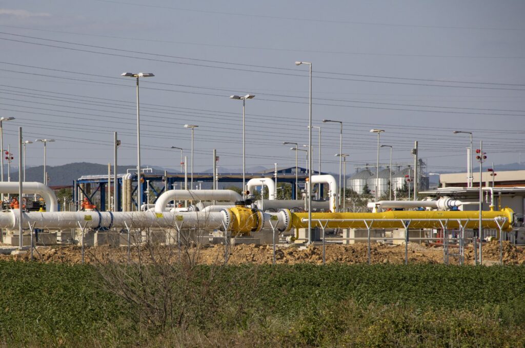 Exterior view of the natural gas pipeline supply Interconnector Greece Bulgaria IGB, inaugurated on July 8, 2022, by the Greek and Bulgarian prime minister and Azerbaijan's minister of energy, connected to the landing station of the Trans Adriatic Pipeline (TAP) near Komotini, Greece, July 30, 2022. (Reuters Photo)