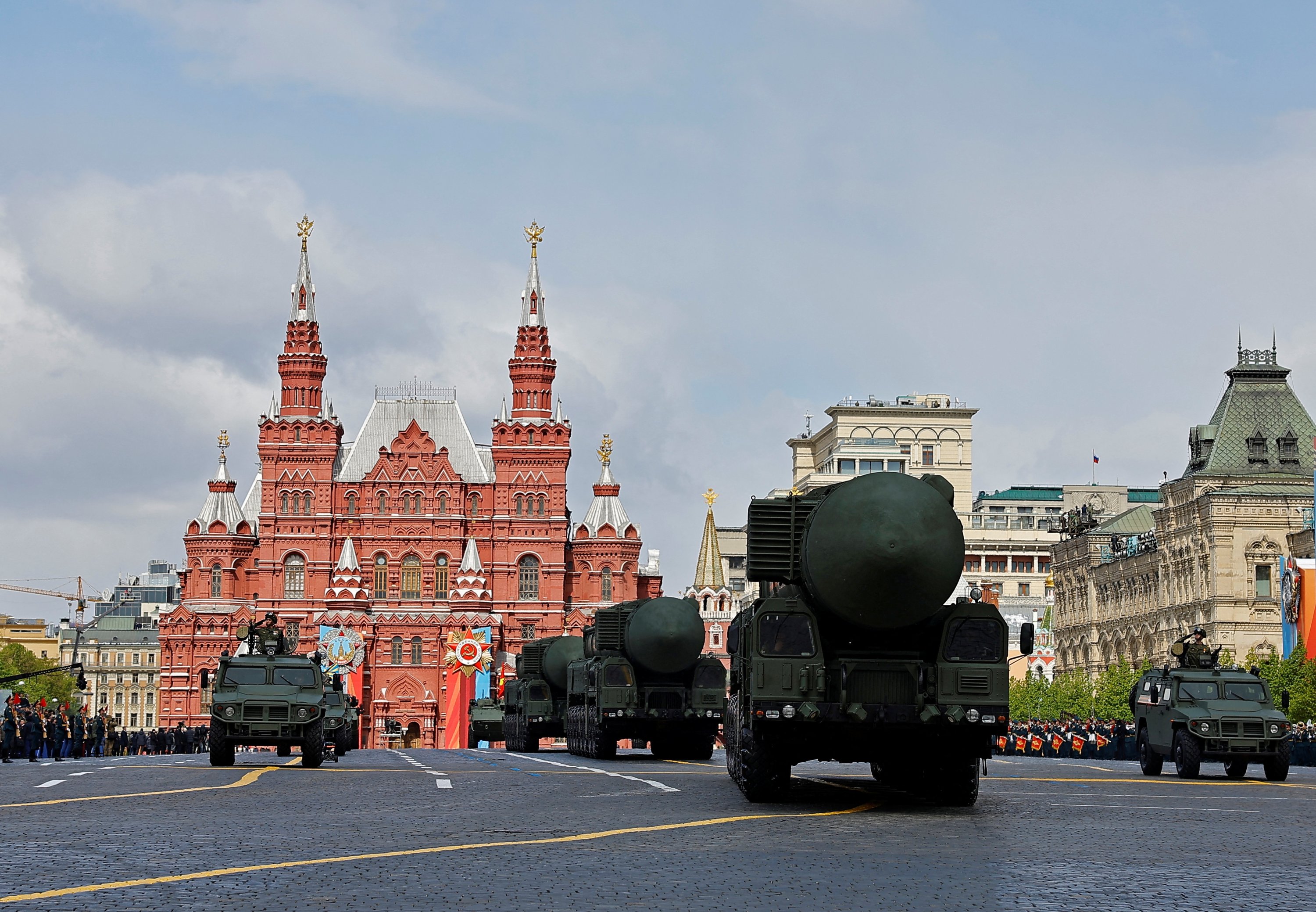 327209 Russia's Yars intercontinental ballistic missile system units and Tigr-M all-terrain infantry mobility vehicles drive along Red Square during a military parade on Victory Day, in Moscow, Russia, May 9, 2024. (Reuters Photo)