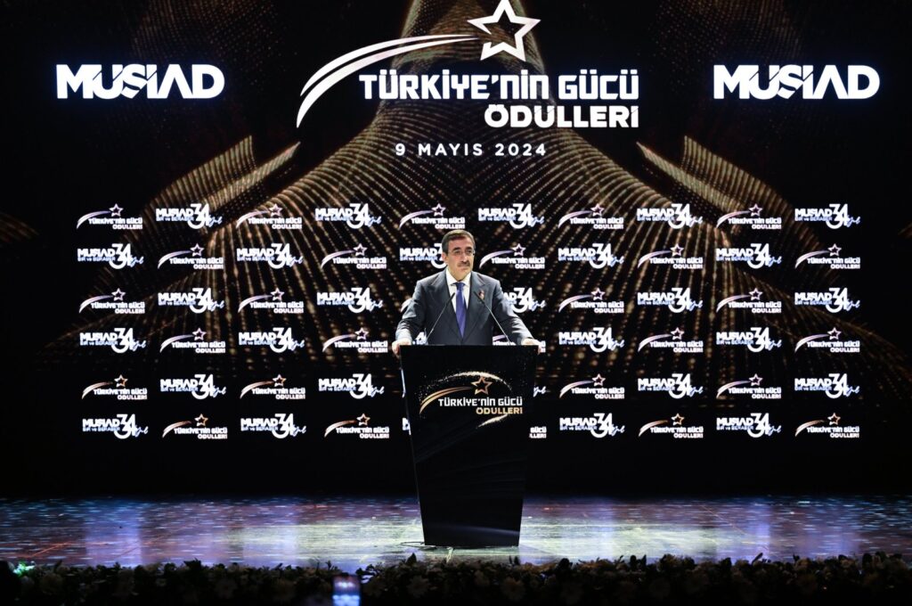 Vice President Cevdet Yılmaz speaks at the Türkiye's Power Awards, Istanbul, Türkiye, May 9, 2024. (AA Photo)