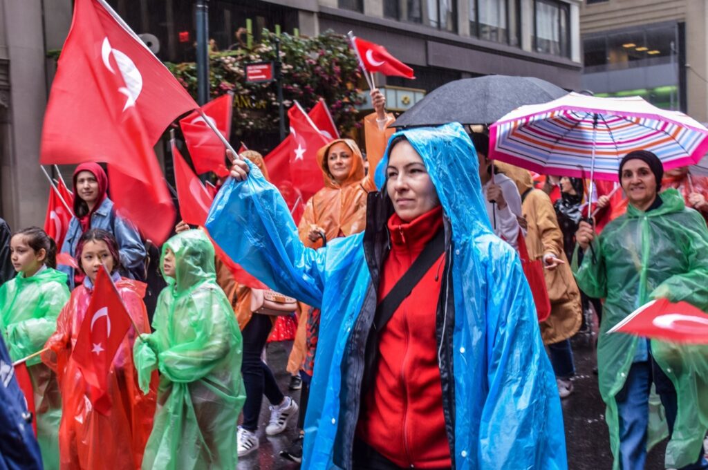 People march and wave Turkish flags during the 40th Turkish Day Parade, New York, U.S., May 20, 2023. (AA Photo)