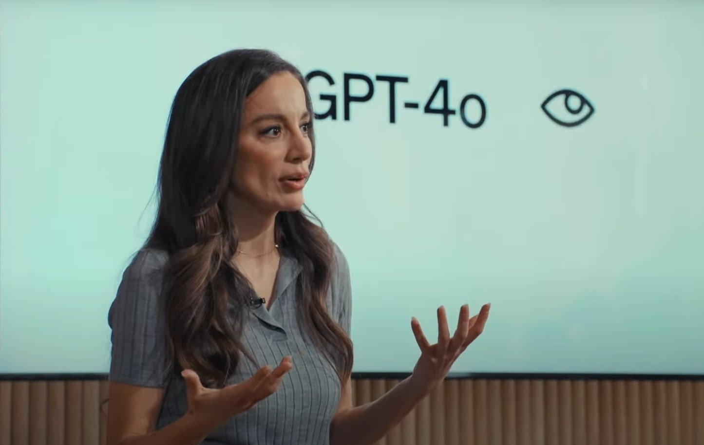 OpenAI CTO Mira Murati speaks during a live stream announcement on the launch of the new GPT-4o model, May 13, 2024. (Screengrab/Courtesy of OpenAI)