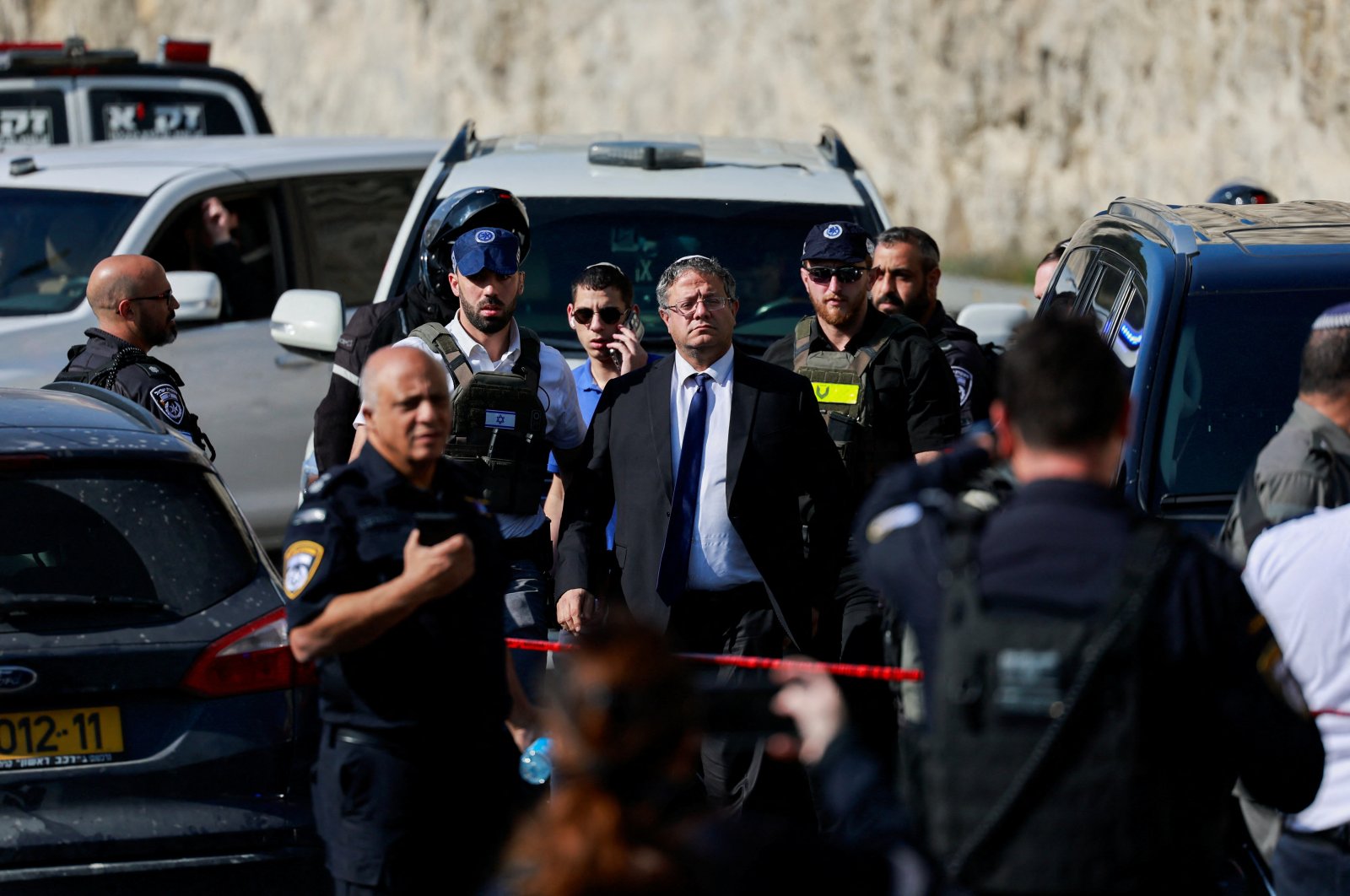 Israel's National Security Minister Itamar Ben-Gvir near the Maale Adumim settlement, in the Israeli-occupied West Bank Feb. 22, 2024. (Reuters File Photo)