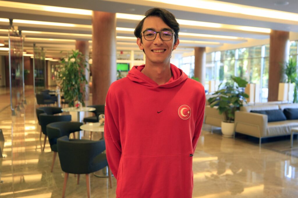Turkish archer Mete Gazoz poses for a photo after an interview in a training camp, Antalya, Türkiye, May 14, 2024. (AA Photo)