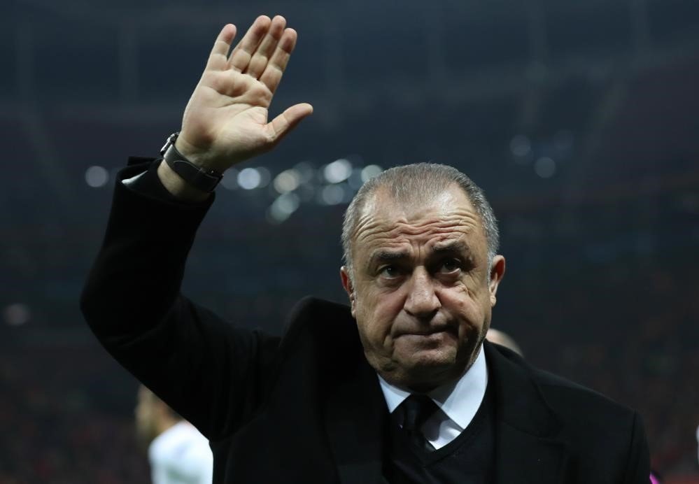 Outgoing Panathinaikos coach Fatih Terim waves at fans at the Apostolos Nikolaidis Stadium, Athens, Greece, Feb. 28, 2024. (IHA photo)