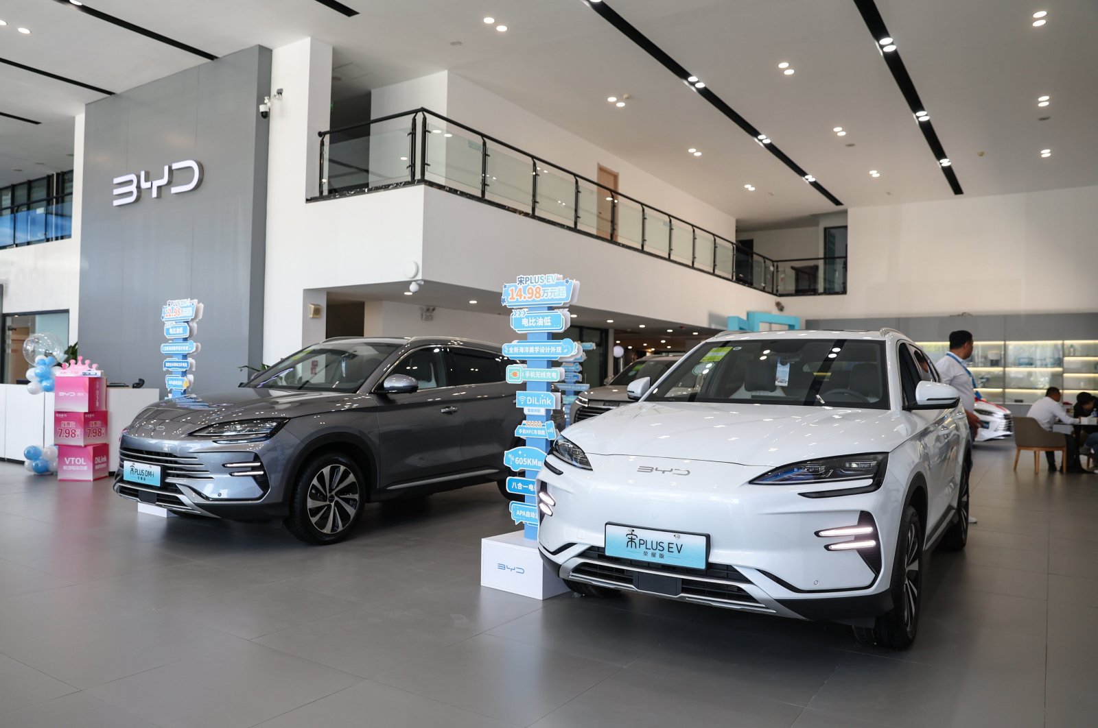 BYD electric cars on display in a BYD showroom in Beijing, China, May 13, 2024. (EPA Photo)