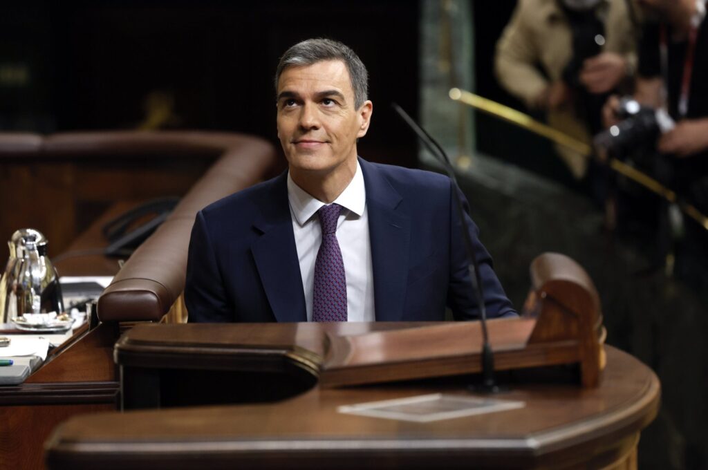 Spanish Prime Minister Pedro Sanchez attends a plenary session at the Parliament's Lower Chamber, in Madrid, Spain, May 22, 2024. (EPA Photo)