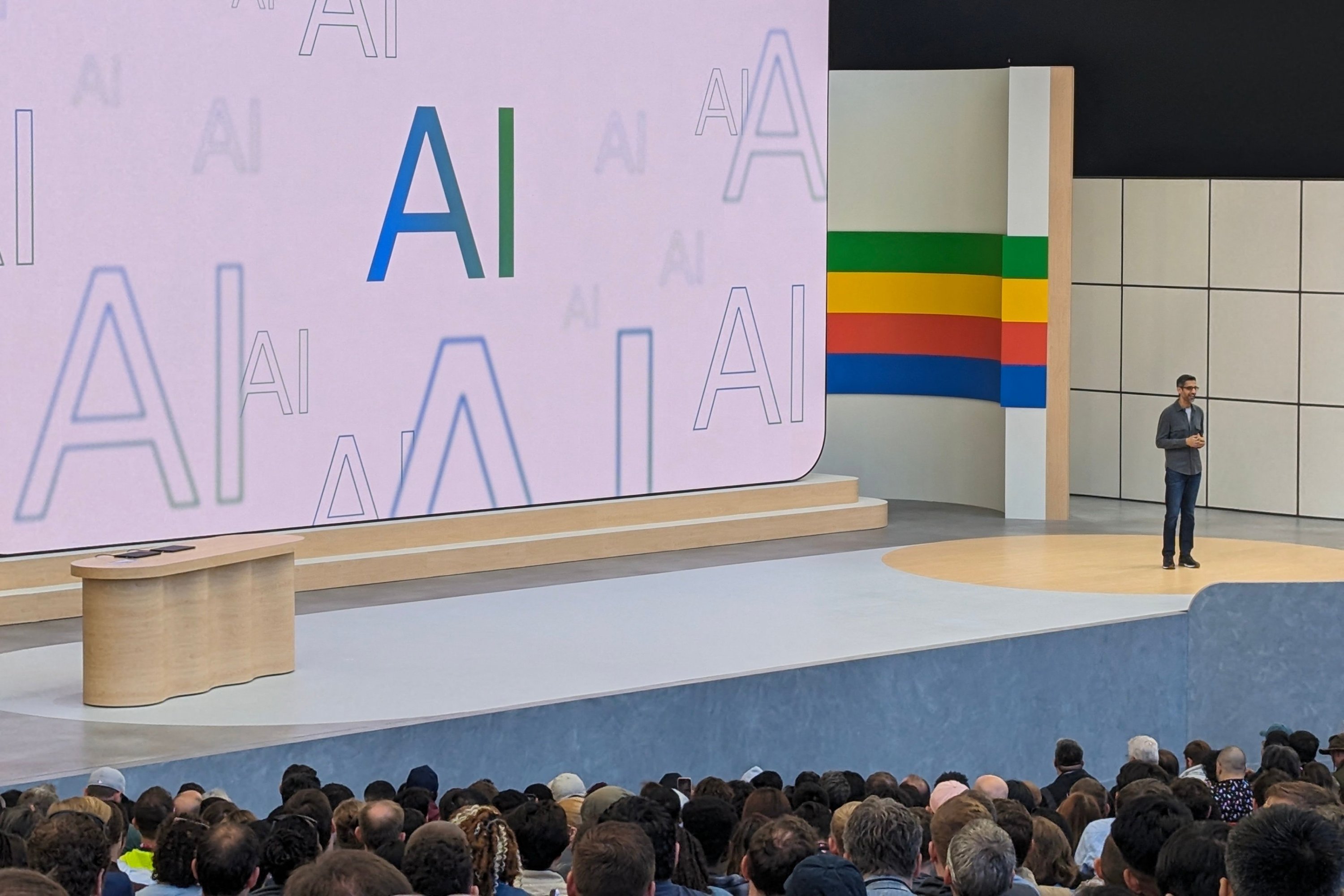 329085 Google chief executive Sundar Pichai speaks during the tech titan’s annual I/O developers conference in Mountain View, California, U.S., May 14, 2024. (AFP Photo)