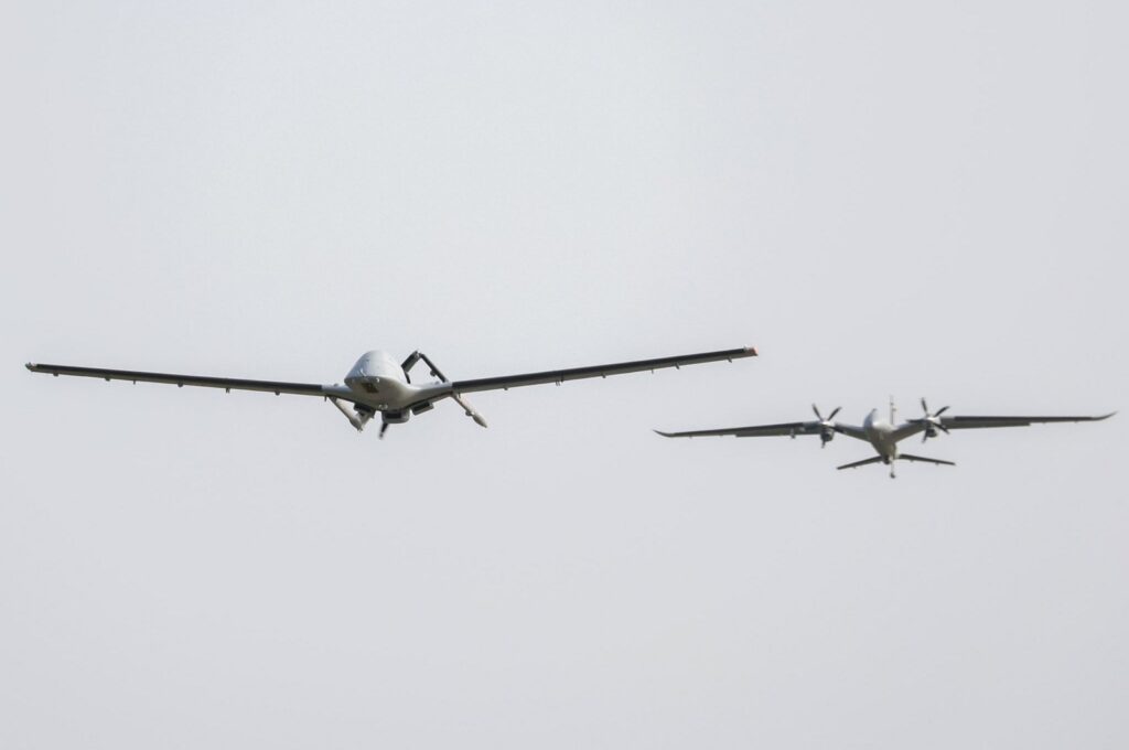 Bayraktar TB3 UCAV and Akıncı UCAV are picture during the flight, May 22, 2024. (AA Photo)