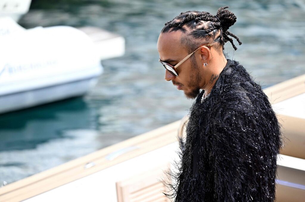 Mercedes' British driver Lewis Hamilton arrives by boat in the paddock of the Circuit de Monaco two days ahead of the Formula One Monaco Grand Prix, Monte Carlo, Monaco, May 24, 2024. (AFP Photo)