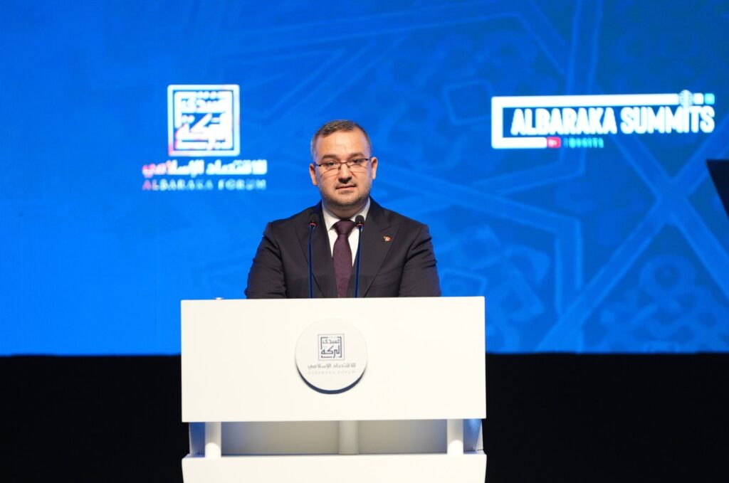 Fatih Karahan, the governor of the Central Bank of the Republic of Türkiye (CBRT), speaks during the Albaraka Islamic Finance Summit in Istanbul, Türkiye, May 24, 2024. (AA Photo)