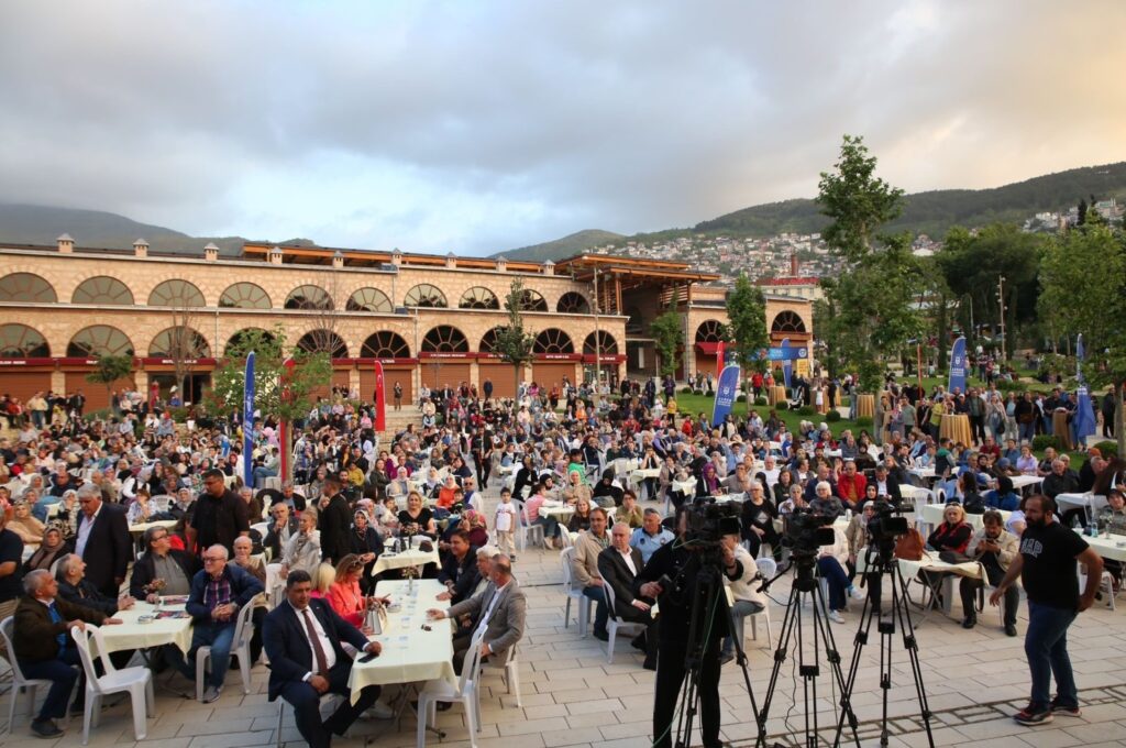 Bursa's 3rd "Coffee Conversations Night" at the historic Silk Han, emphasized heartfelt talks over coffee, Bursa, Türkiye, May 26, 2024. (IHA Photo)