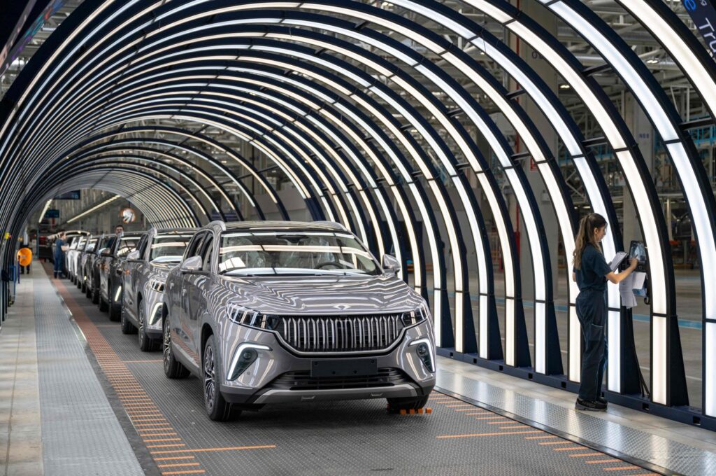 A car assembly line at a factory of Togg at the Gemlik Togg Technology Campus, Bursa, northwestern Türkiye, May 17, 2024. (AFP Photo)