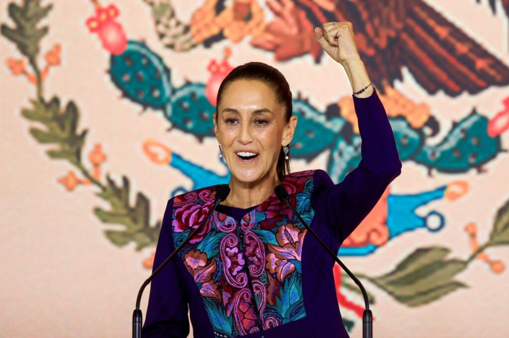 Claudia Sheinbaum, the presidential candidate of the ruling MORENA party, reacts as she addresses her supporters after winning the election, in Mexico City, Mexico, June 3, 2024. (Reuters Photo)